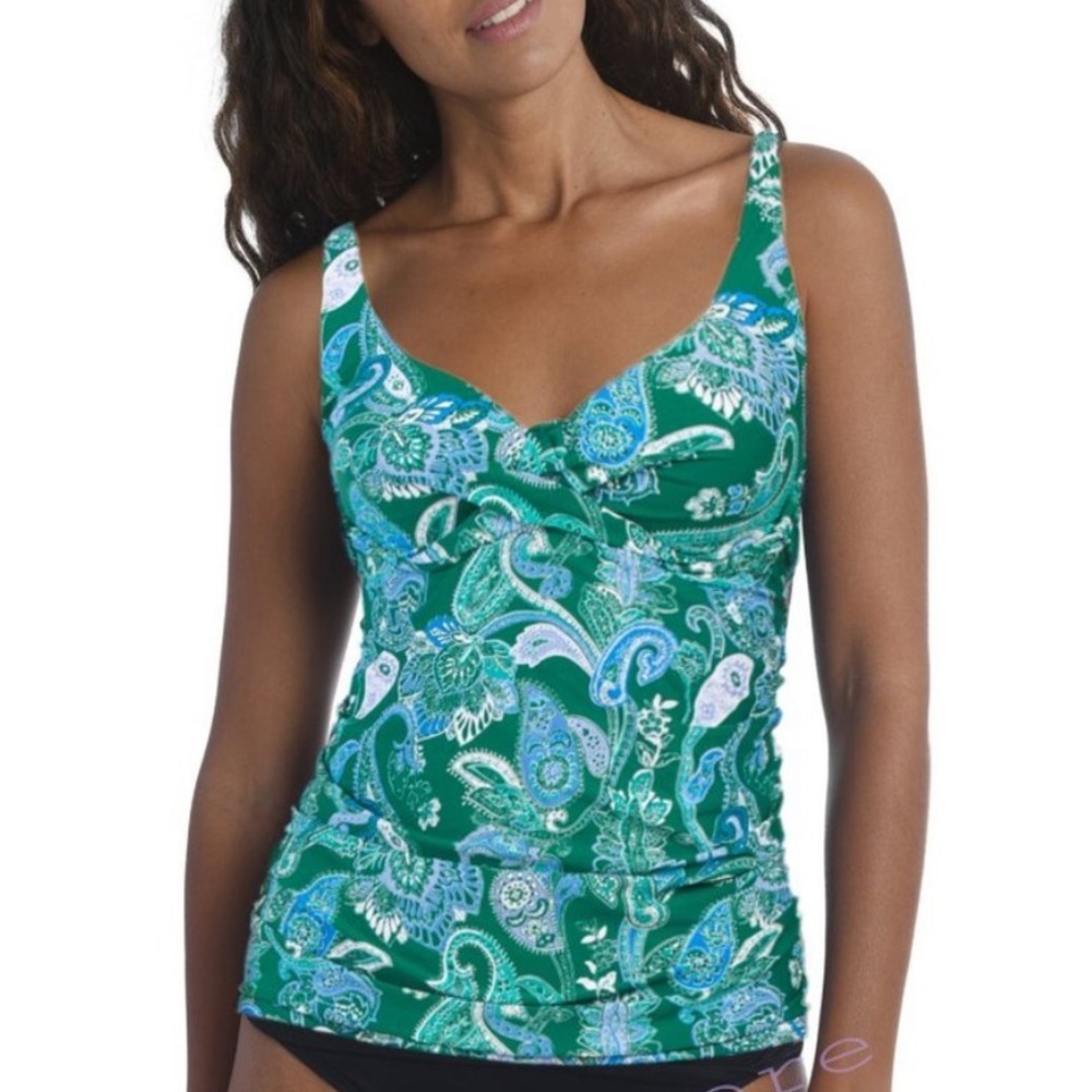 Anne Cole Twisted Front Swim Tankini Underwire Top Sz M